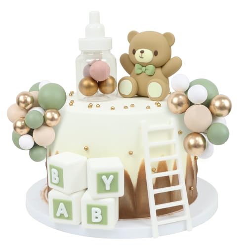 LARDUX Kuchendekoration für Babypartys, Bären-Kuchendekoration, DIY-Kuchenbälle, Dekoration für Baby, Jungen, Mädchen, Geburtstagsparty, Geschlechtsoffenbarung, Bär, Babyparty, Kuchendekoration, Rosa von LARDUX