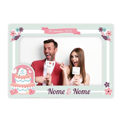 Bilderrahmen für Selfies, personalisierbar, für Partys und Firmenveranstaltungen, 100 x 70 cm, Motiv: Wedding Cake - Graf 5 von LARGE FORMAT