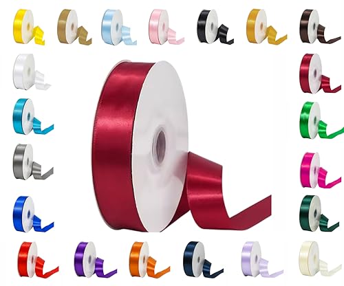 10 Meter Rollen doppelseitiges Satinband in verschiedenen Breiten und Farben (Burgunderrot, 50 mm x 10 m) von LARRYROO