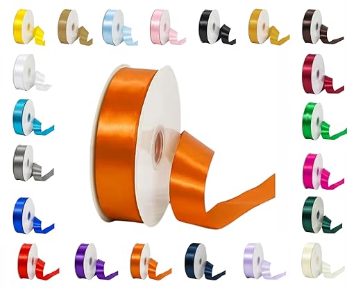 10 Meter Rollen doppelseitiges Satinband in verschiedenen Breiten und Farben (Orange, 50 mm x 10 m) von LARRYROO