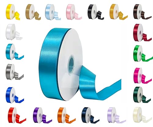 10 Meter Rollen doppelseitiges Satinband in verschiedenen Breiten und Farben (Türkis, 38 mm x 10 m) von LARRYROO