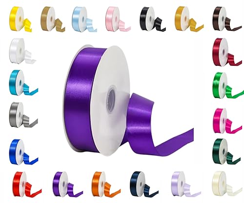 10 Meter Rollen doppelseitiges Satinband in verschiedenen Breiten und Farben (lila, 38 mm x 10 m) von LARRYROO