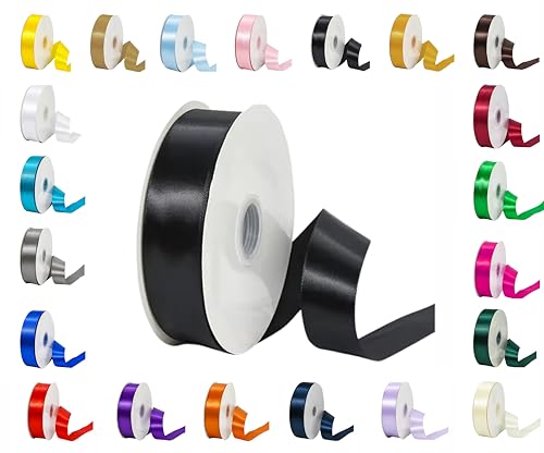 10 Meter Rollen doppelseitiges Satinband in verschiedenen Breiten und Farben (schwarz, 38 mm x 10 m) von LARRYROO