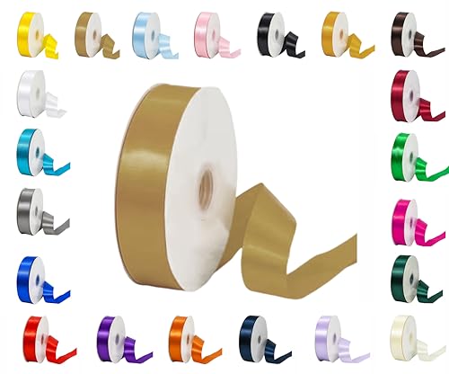10 m Rollen doppelseitiges Satinband in verschiedenen Breiten und Farben (Antikgold, 50 mm x 10 m) von LARRYROO
