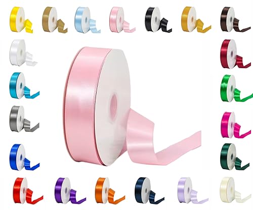 10 m Rollen doppelseitiges Satinband in verschiedenen Breiten und Farben (Babyrosa, 38 mm x 10 m) von LARRYROO