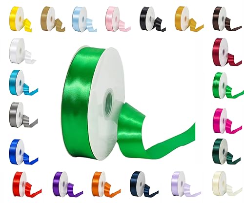 10 m Rollen doppelseitiges Satinband in verschiedenen Breiten und Farben (Smaragdgrün, 50 mm x 10 m) von LARRYROO