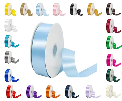 25 m Rollen doppelseitiges Satinband in verschiedenen Breiten und Farben (Babyblau, 3 mm x 25 m) von LARRYROO