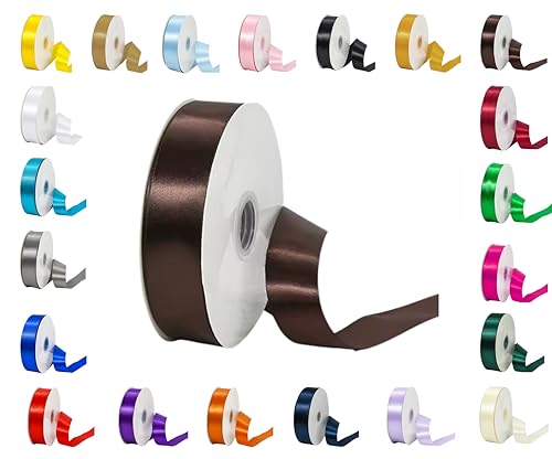 25 m Rollen doppelseitiges Satinband in verschiedenen Breiten und Farben (Braun, 16 mm x 25 m) von LARRYROO