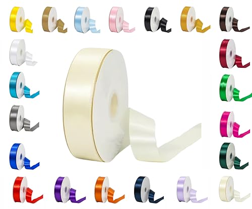 25 m Rollen doppelseitiges Satinband in verschiedenen Breiten und Farben (Elfenbein, 16 mm x 25 m) von LARRYROO