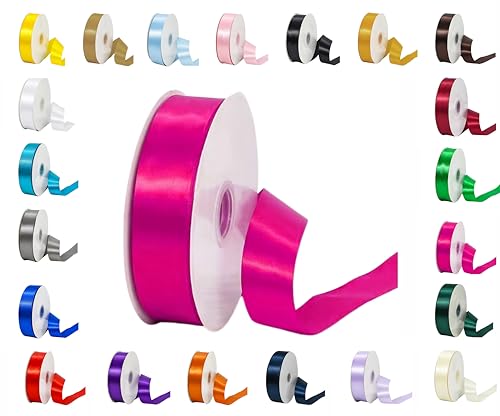 25 m Rollen doppelseitiges Satinband in verschiedenen Breiten und Farben (Hot Pink, 10 mm x 25 m) von LARRYROO