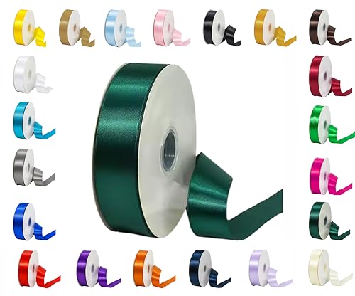 25 m Rollen doppelseitiges Satinband in verschiedenen Breiten und Farben (Huntergrün, 25 mm x 25 m) von LARRYROO