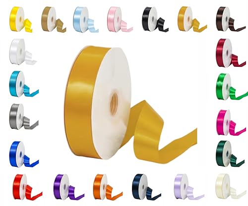 25 m Rollen doppelseitiges Satinband in verschiedenen Breiten und Farben (helles Gold, 10 mm x 25 m) von LARRYROO
