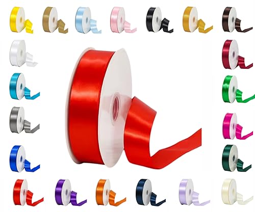 25 m Rollen doppelseitiges Satinband in verschiedenen Breiten und Farben (rot, 6 mm x 25 m) von LARRYROO