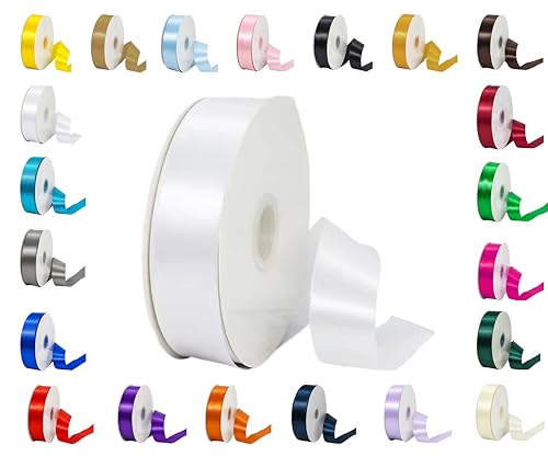 25 m Rollen doppelseitiges Satinband in verschiedenen Breiten und Farben (weiß, 10 mm x 25 m) von LARRYROO