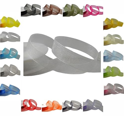 50 m/25 m Rolle luxuriöses Organzaband mit gewebten Rändern, 3 mm, 9 mm, 15 mm, 25 mm, 40 mm (Weiß, 3 mm – 50 m) von LARRYROO