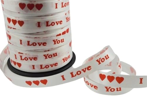 Luxuriöses Band für Liebe, Valentinstag, Jahrestag, Geburtstag, Weihnachten, verschiedene Designs und Längen (10 mm I Love You, Ringelband, 5 m) von LARRYROO
