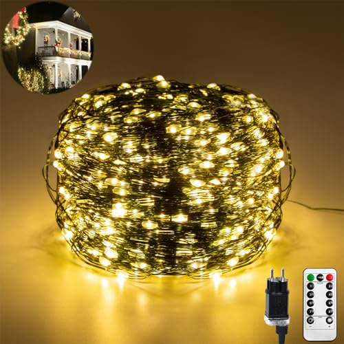 LARS360 Kupferdraht Lichterkette 120M 1200 LEDs Mit Fernbedienung Timer, Innen Außen, 8 Modi IP44 Wasserdicht für Weihnachtsdeko, Warmweiß von LARS360