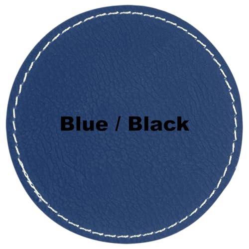 6,3 cm große, runde, blanko, laserbare Kunstleder-Hut-Patches mit selbstklebenden Kunstleder-Patches für Hüte, individuelle Stoffreparatur, Nähen, Laserzubehör (Blau/Schwarz, 25) von LASER GIFT