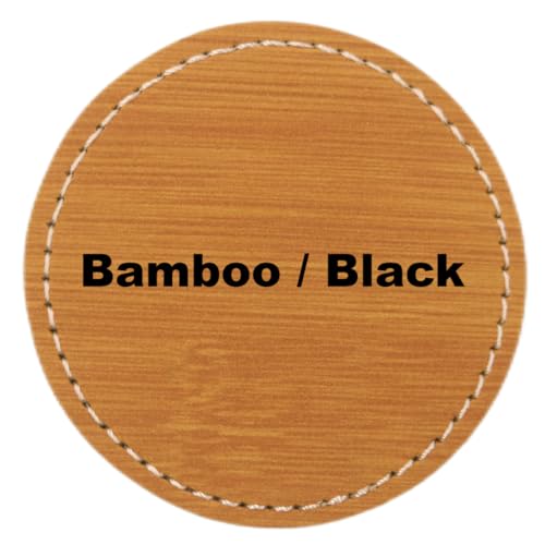 6,3 cm runde blanko laserbare Kunstleder-Hut-Patches mit selbstklebenden Kunstleder-Patches für Hüte, individuelle Stoffreparatur, Nähen, Laserzubehör (Bambus/Schwarz, 25) von LASER GIFT