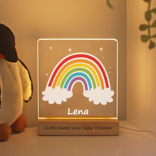 LASERO' Personalisiertes Nachtlicht Baby mit Namen - Taufe Geschenk für Kinder - Geschenk zur Geburt Mädchen Junge (Regenbogen) von LASERO'