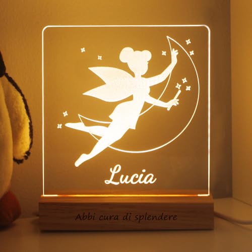 LASERO' Personalisiertes Nachtlicht Baby mit Namen für Mädchen Junge - Personalisierte Geschenke Baby Zur Geburt Taufe (Fee) von LASERO'