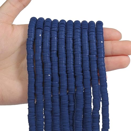 3600 Stück marineblaue Tonperlen mit 1 elastischen Schnur zur Herstellung von Armbändern, 10 Stränge, flache, runde Polymer-Ton-Perlen, Abstandshalter, Heishi-Perlen für Schmuckherstellung, Zubehör 3600 Stück marineblaue Tonperlen mit 1 elastischen Schnur zur Herstellung von Armbändern, 10 Stränge, flache, runde Polymer-Ton-Perlen, Abstandshalter, Heishi-Perlen für Schmuckherstellung, Zubehör von LASOFAMERE