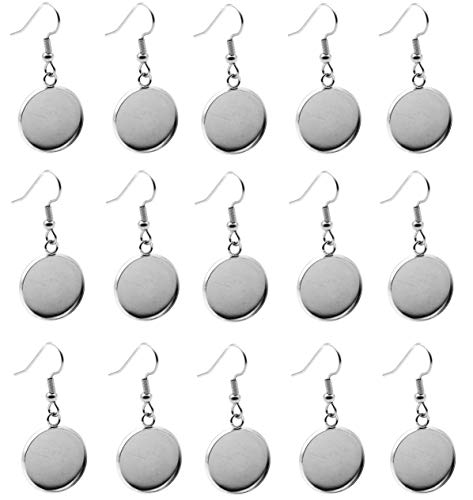 LASSUM 10 Stück silberne Ohrring-Rohlinge, Ohrring-Drahthaken für 12 mm Cabochon-Einstellungen, DIY-Schmuckherstellung LASSUM 10 Stück silberne Ohrring-Rohlinge, Ohrring-Drahthaken für 12 mm Cabochon-Einstellungen, DIY-Schmuckherstellung von LASSUM