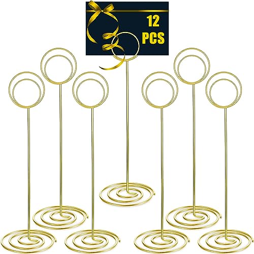 LATERN 12 Stück Tischnummernhalter, 22CM Hoher Tischkartenhalter Draht Bilderständer für Tischkarten Namens Memo Menü in Hochzeitsfeier, Abschlussfeier, Empfang, Restaurant, Heimbüro (Gold) von LATERN
