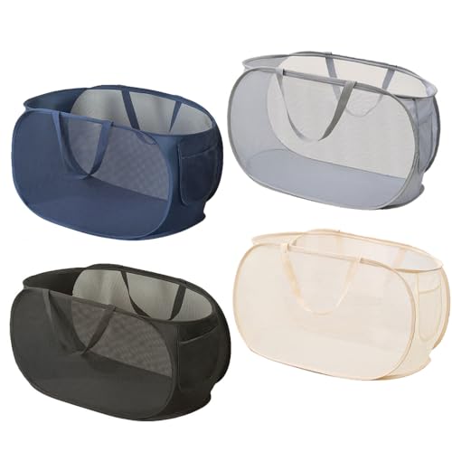 4 Stück Mesh Laundry Basketball, offener Wickelkorb, Wickelkorb mit langlebigen Griffen, schmutziger Wäschekorb aus Netzstoff, faltbar, für Kleidung und Organisation zu Hause, 4 Stück 4 Stück Mesh Laundry Basketball, offener Wickelkorb, Wickelkorb mit langlebigen Griffen, schmutziger Wäschekorb aus Netzstoff, faltbar, für Kleidung und Organisation zu Hause, 4 Stück von LATERONON