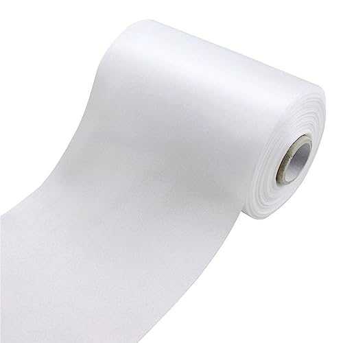 LATRAT 1 Stück Satinband 10cm x 20M Dekoration Geschenkband,Schleifenband Dekoband Stoffband für Eröffnungszeremonie Stuhlschleifen, Schleifenband für Hochzeit Geburtstag Weihnachten Deko, weiß von LATRAT