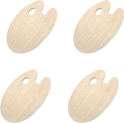 LATRAT 4 Stück Holz Malpalette Palette, Holz Griffloch Malen Palette, Mischpalette für Aquarell und Ölfarben LATRAT 4 Stück Holz Malpalette Palette, Holz Griffloch Malen Palette, Mischpalette für Aquarell und Ölfarben von LATRAT