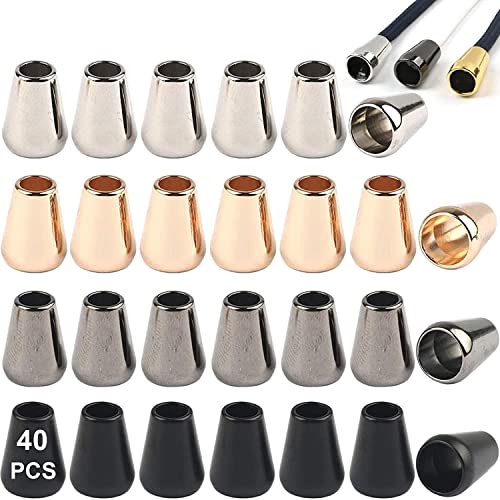 LATRAT 40 Stück Kordelstopper Einloch Kordelenden Metall, Kordel Verschluss Endkappen Endstopfen Kordelstopper Gold Silber Schwarz für Kordeln 13mm x 8mm LATRAT 40 Stück Kordelstopper Einloch Kordelenden Metall, Kordel Verschluss Endkappen Endstopfen Kordelstopper Gold Silber Schwarz für Kordeln 13mm x 8mm von LATRAT