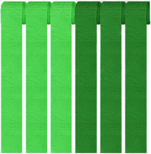 LATRAT 6 Stück 2 Farben Kreppbänder 4,5 cm x 25 m Handgemacht Krepppapier Bastelpapier Bastelkrepp für Hochzeit Partydeko(fruchtgrün, dunkelgrün) von LATRAT