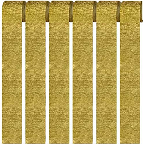 LATRAT 6 Stück Kreppbänder 4,5 cm x 25 m Handgemacht Krepppapier Bastelpapier Bastelkrepp für Hochzeit Partydeko, golden von LATRAT