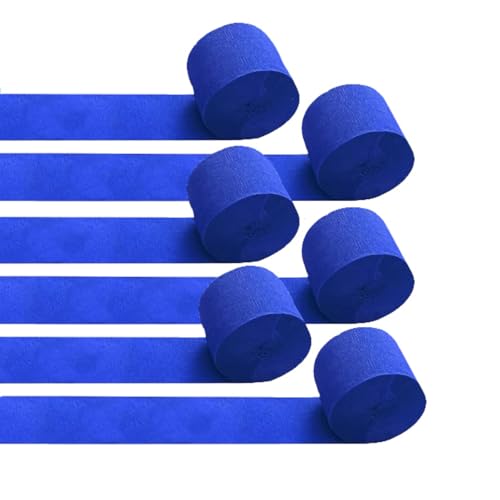 LATRAT 6 Stück Kreppbänder 4,5 cm x 25 m Handgemacht Krepppapier Bastelpapier Bastelkrepp für Hochzeit Partydeko (Blau) von LATRAT