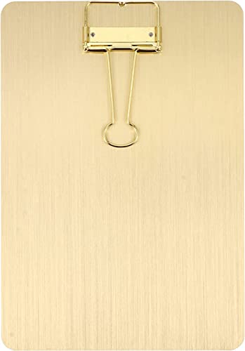 LATRAT Klemmbrett A5 Edelstahl Schreibbrett Pad Halter Clipboard Zwischenablage Menü Schreibblock Mit Metallclip Dokument Schreibwaren Ordner (Gold) von LATRAT