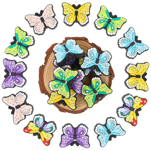 LATUMCO 24 Stück Silikon-Schmetterlings-Perlen zur Schmuckherstellung – bunte Bastelperlen für Armbänder, Stifte und Schlüsselanhänger (verschiedene Farben) von LATUMCO