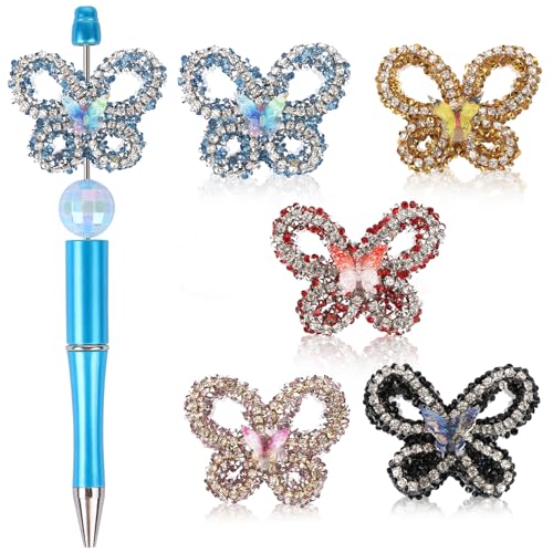 LATUMCO 5 x Schmetterlingsförmige Fokusperlen – funkelnde Kristallperlen für DIY-Schmuck, Halsketten, Armbänder und Schlüsselanhänger (mehrfarbig) von LATUMCO