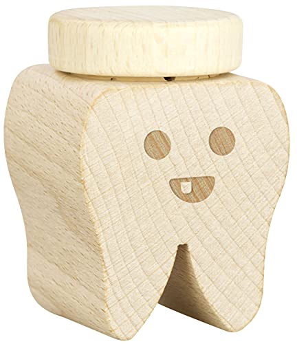 LAUBLUST Milchzahndose Holz mit Deckel - Zahn Design & Smiley Gravur | Andenken an Kindheit - Geschenk für Kinder von LAUBLUST