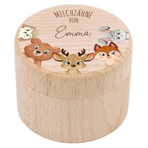LAUBLUST Personalisierte Milchzahndose mit Namen - Runde Zahnbox mit Waldtiere | Zahnfee Geschenk für Jungen & Mädchen - Milchzahnbox & Zahndose aus Holz als Andenken für Kinder LAUBLUST Personalisierte Milchzahndose mit Namen - Runde Zahnbox mit Waldtiere | Zahnfee Geschenk für Jungen & Mädchen - Milchzahnbox & Zahndose aus Holz als Andenken für Kinder von LAUBLUST