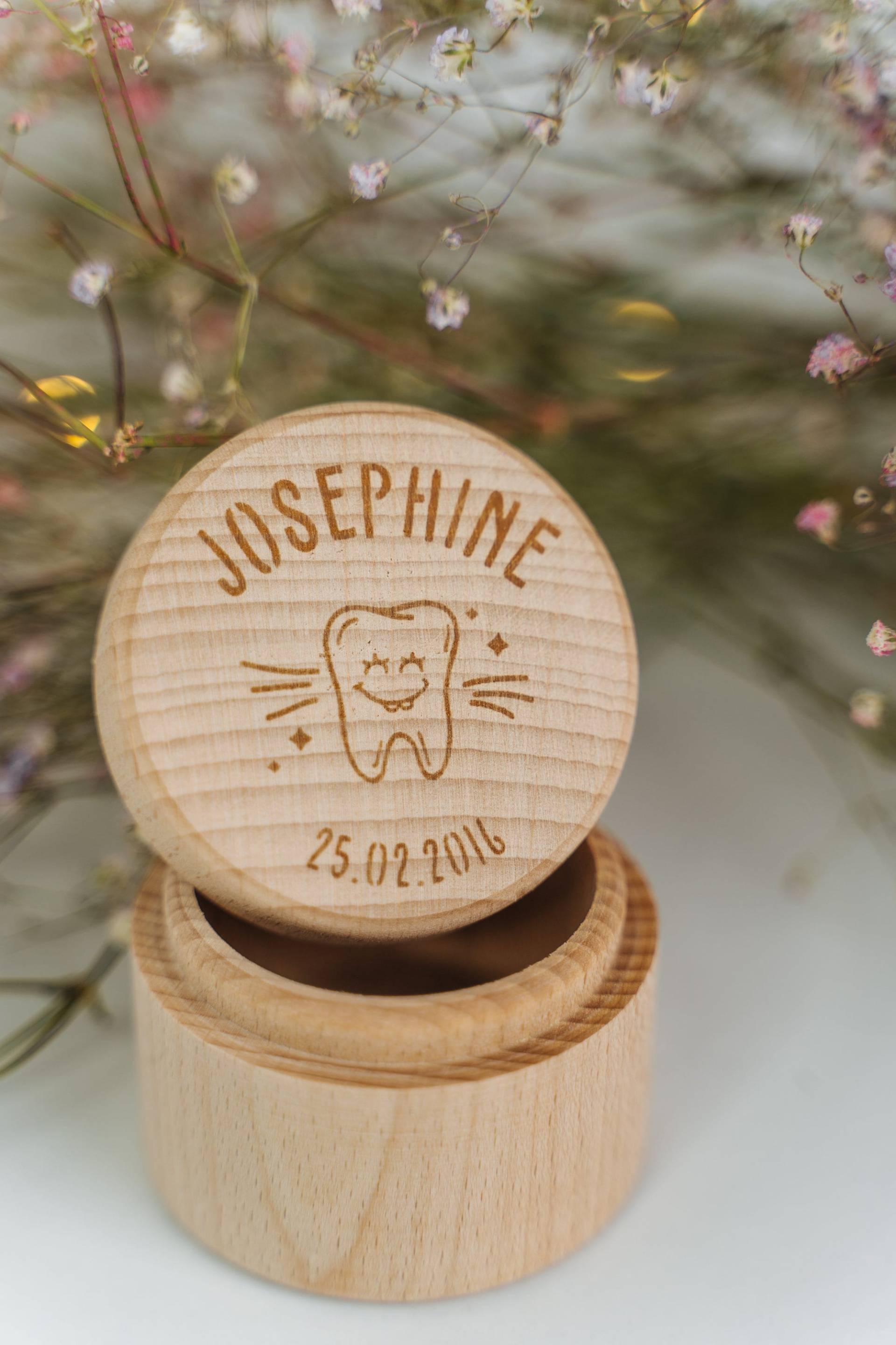 Runde Milchzahndose Aus Holz - Personalisiert Runde Milchzahndose Aus Holz - Personalisiert von LAUBLUST