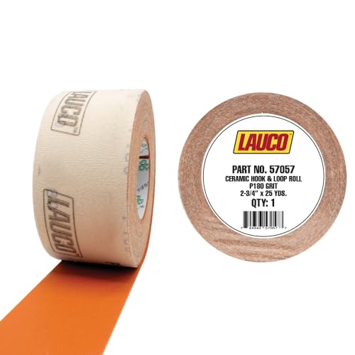 LAUCO Premium Schleifpapier mit 180er-Körnung, Keramik-Körnung, Klett-Schleifpapier, je 7 cm x 22,7 m, Klett-Schleifpapier für Automobil- und Holzbearbeitung von LAUCO