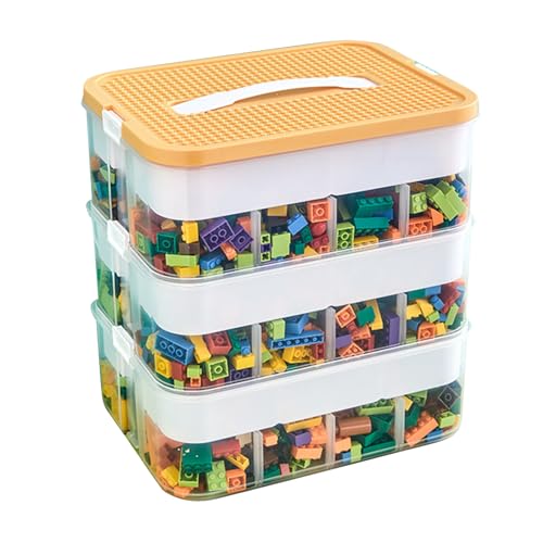 Aufbewahrungsboxen für Lego Bausteine Box mit Deckel Stapelbare Steine Sortierboxen Spielzeug Kleinteile Kiste Bausteine Box Behälter Transparent Organizer für Kinder Spielzeugkiste (Gelb, 3 Schicht) Aufbewahrungsboxen für Lego Bausteine Box mit Deckel Stapelbare Steine Sortierboxen Spielzeug Kleinteile Kiste Bausteine Box Behälter Transparent Organizer für Kinder Spielzeugkiste (Gelb, 3 Schicht) von LAUFUY