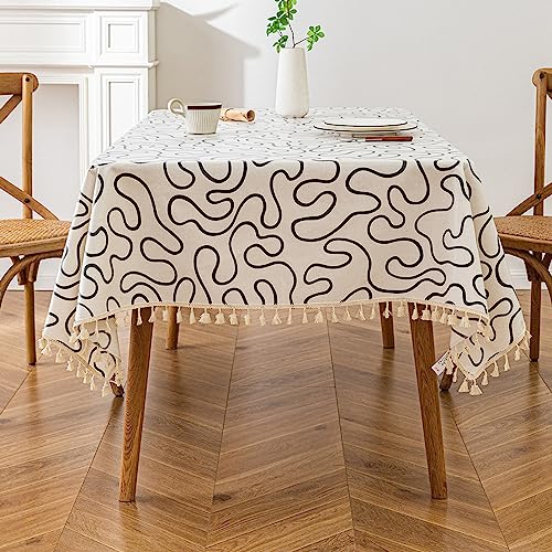 Exquisite Tischdecken, 120 x 120 cm, Tischdecke aus Baumwollleinen, einfache Twill-Tischdecken, Tischset geeignet für die Heimküchendekoration, Verschiedene Größen von LAUMOE