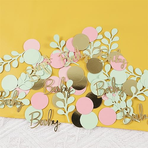 1 Packung Babyparty-Dekoration, Blätter, Papier, Papier-Konfetti für Baby, Geschlecht, Enthüllung, Geburtstagsparty, Tischstreuung, Geburtstagsdekoration für Mädchen (4) von LAUOFSHA