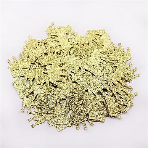 100 Stück/Packung Ringkrone, Glitzer, Rotgold, Papier-Konfetti, Weihnachten, Geburtstag, Hochzeit, Party, Tischdekoration, Kunstdekoration, Stern, Geburtstagsdekoration für Mädchen (Goldene Krone) von LAUOFSHA