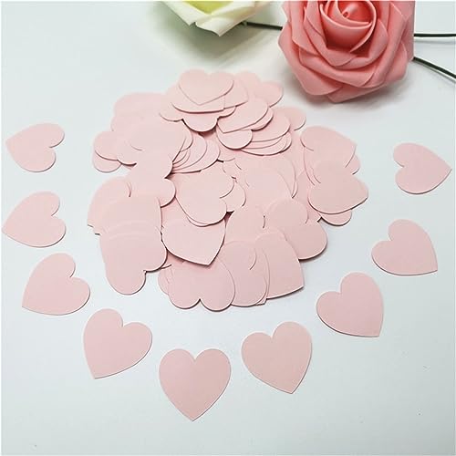 100 Stück Glitzer-Roségold, 3 cm, Herz-Papier-Konfettis, Hochzeitskarte, Papier-Konfettis, Geburtstagsparty-Zubehör, Babyparty, Dekoration, Geburtstagsdekoration für Mädchen (Las02 Pink) von LAUOFSHA