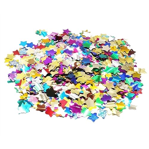 Buntes rundes Pailletten-Konfetti, Weihnachtsbaumblätter, Konfetti für Geburtstag, Weihnachten, Hochzeit, Neujahr, Party-Dekoration, Ornament, Geburtstagsdekoration für Mädchen (bunter Stern) von LAUOFSHA
