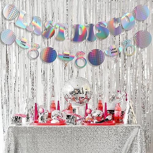 Disco Party Dekorationen Silber Last Disco Banner Bachelorette Party Dekoration Discokugel, Brautdusche Cowgirl Party Supplies Geburtstagsdeko für Mädchen Disco Party Dekorationen Silber Last Disco Banner Bachelorette Party Dekoration Discokugel, Brautdusche Cowgirl Party Supplies Geburtstagsdeko für Mädchen von LAUOFSHA