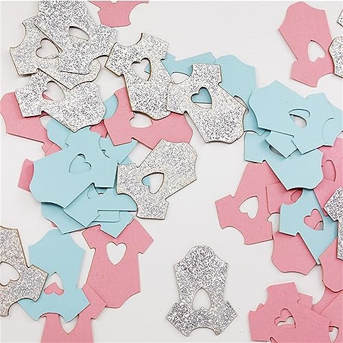 Glitzerndes Konfetti, goldfarben, rosa, blau, kleine Kleidung, Hochzeit, Babyparty, erster Geburtstag, Tischdekoration, Geburtstagsdekoration für Mädchen (Silber, Rosa, Blau) von LAUOFSHA